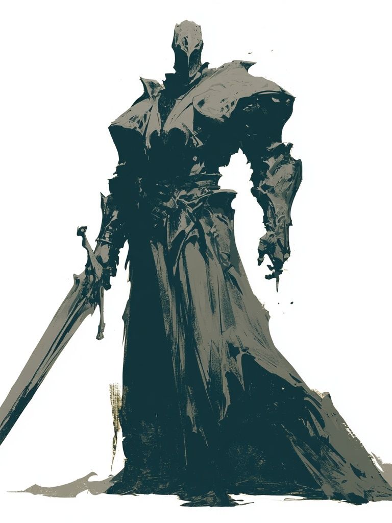 Dark Armored Warrior Illustration Poster. poster detail