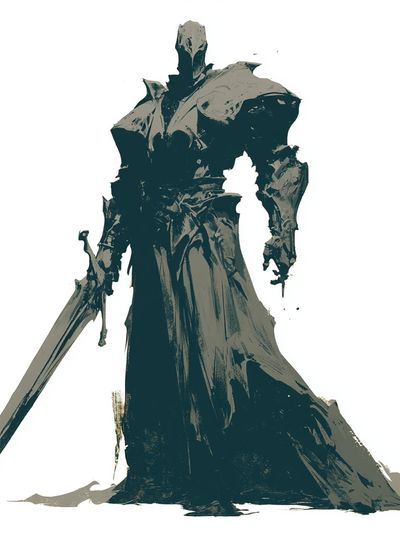 Dark Armored Warrior Illustration Poster.