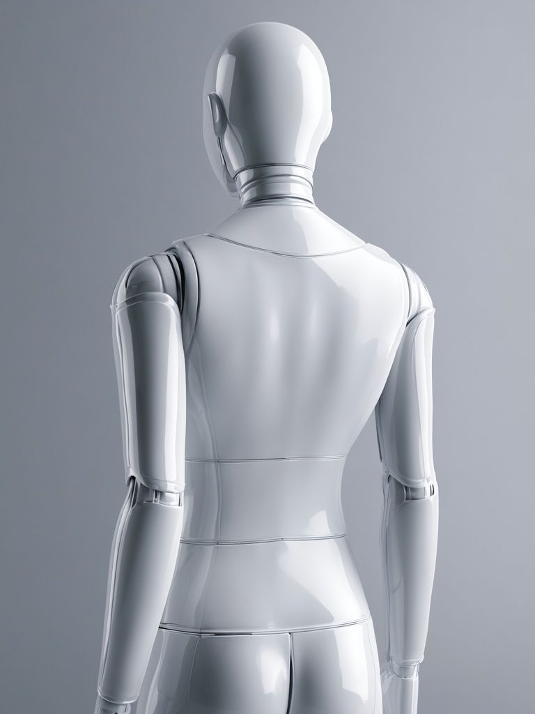 Glossy White Robot Back Poster. poster detail