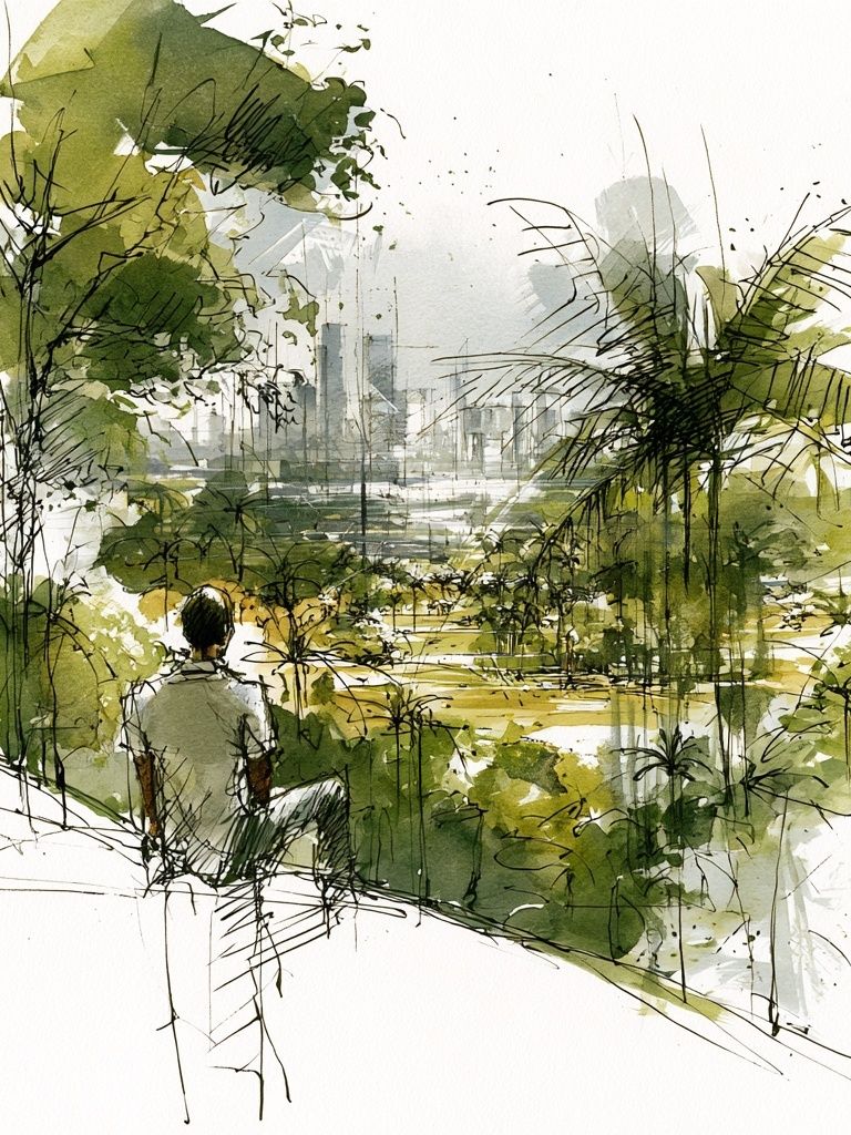 Urban Garden Watercolor Print. poster — illustration art
