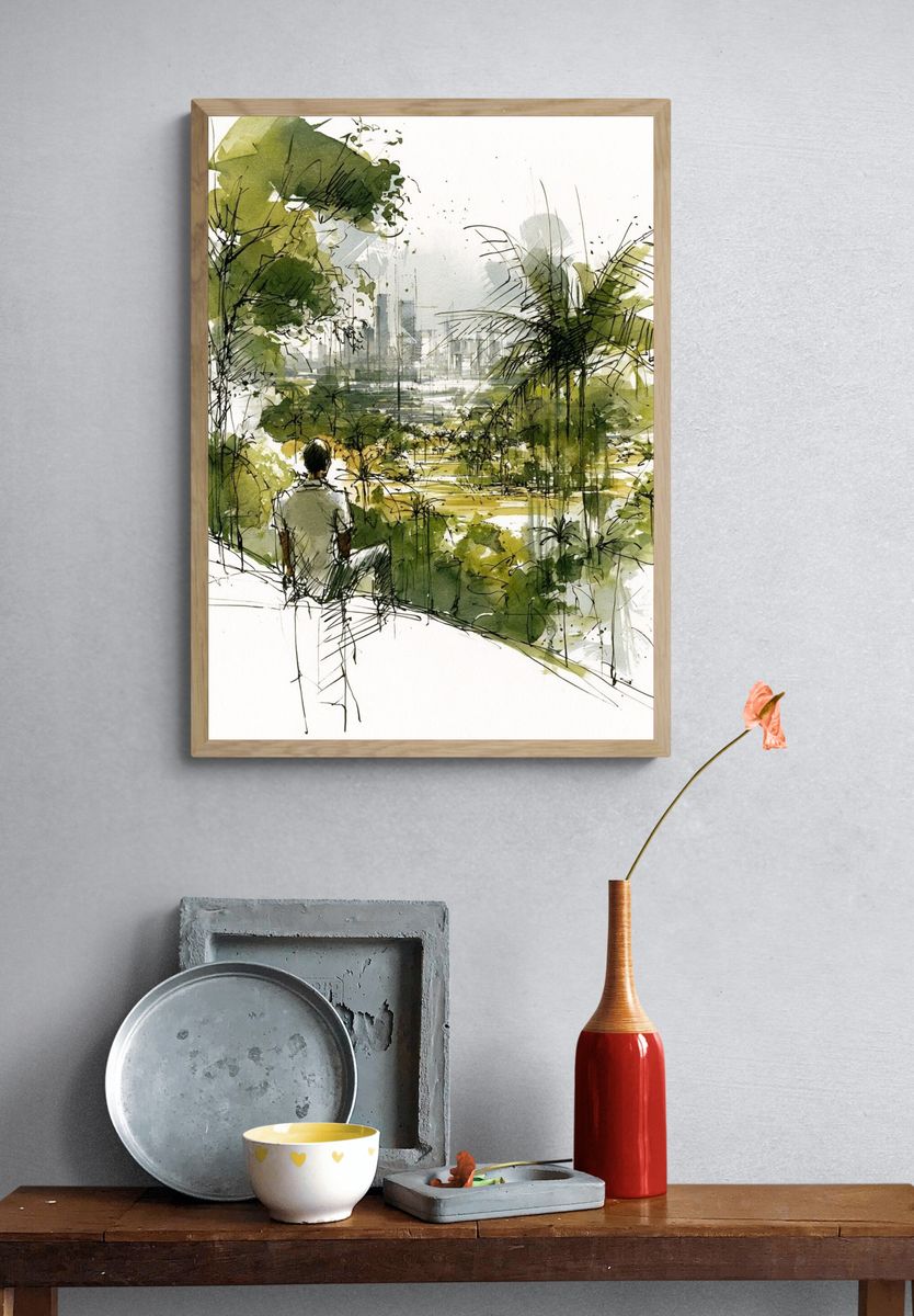 Urban Garden Watercolor Print. — room view 3