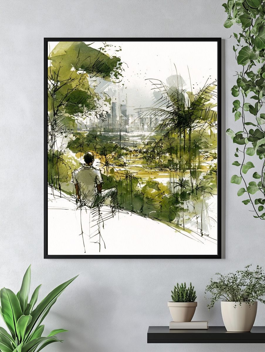 Urban Garden Watercolor Print. — room view 4