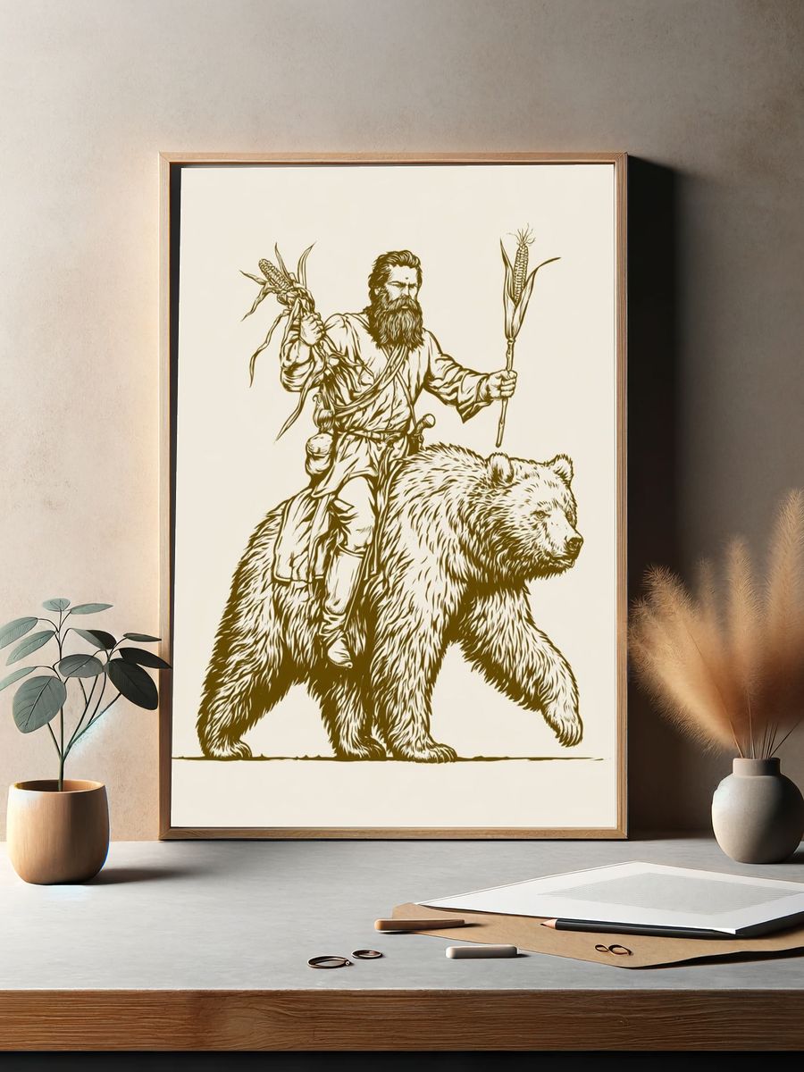 Bear Rider Illustration Poster. — room view 2