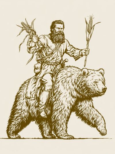 Bear Rider Illustration Poster. poster