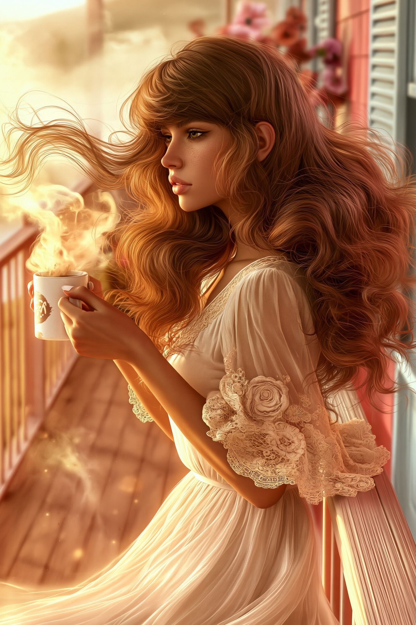 Dreamy Morning Portrait Print. poster — illustration art