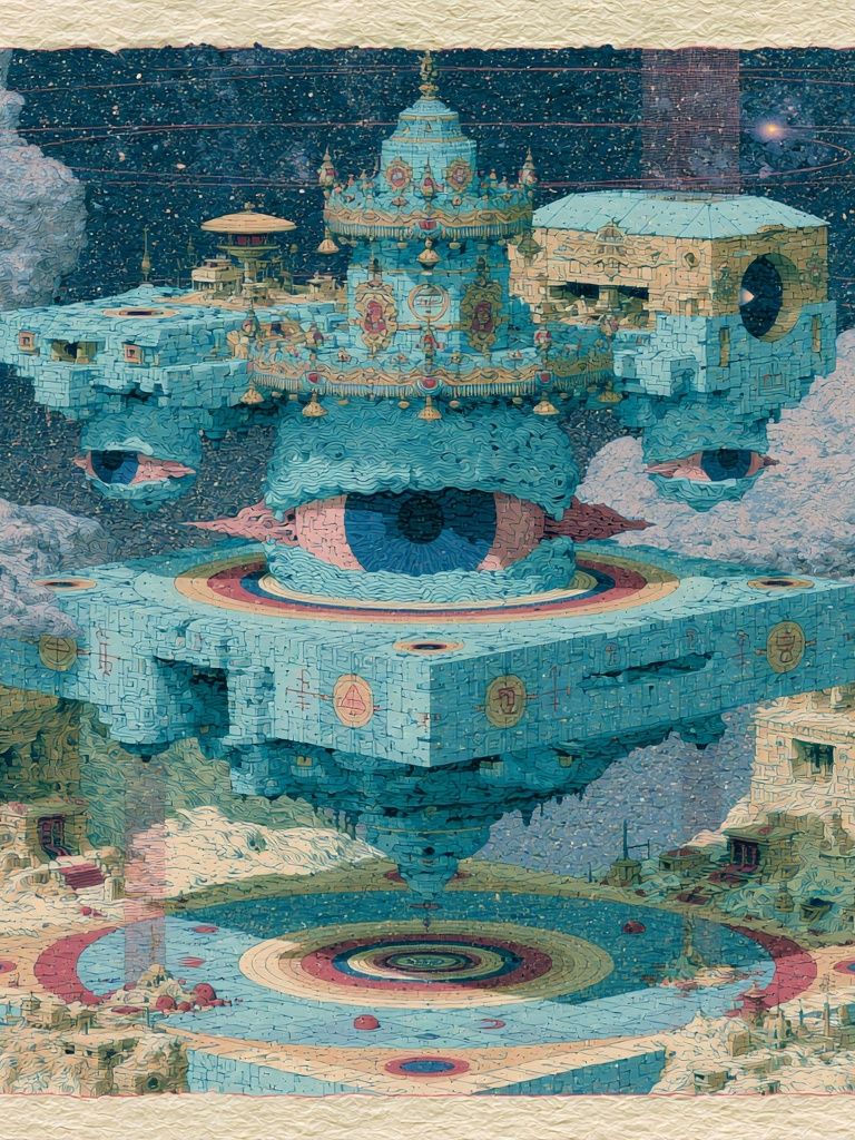 Floating Eye City Surrealism Print. poster detail