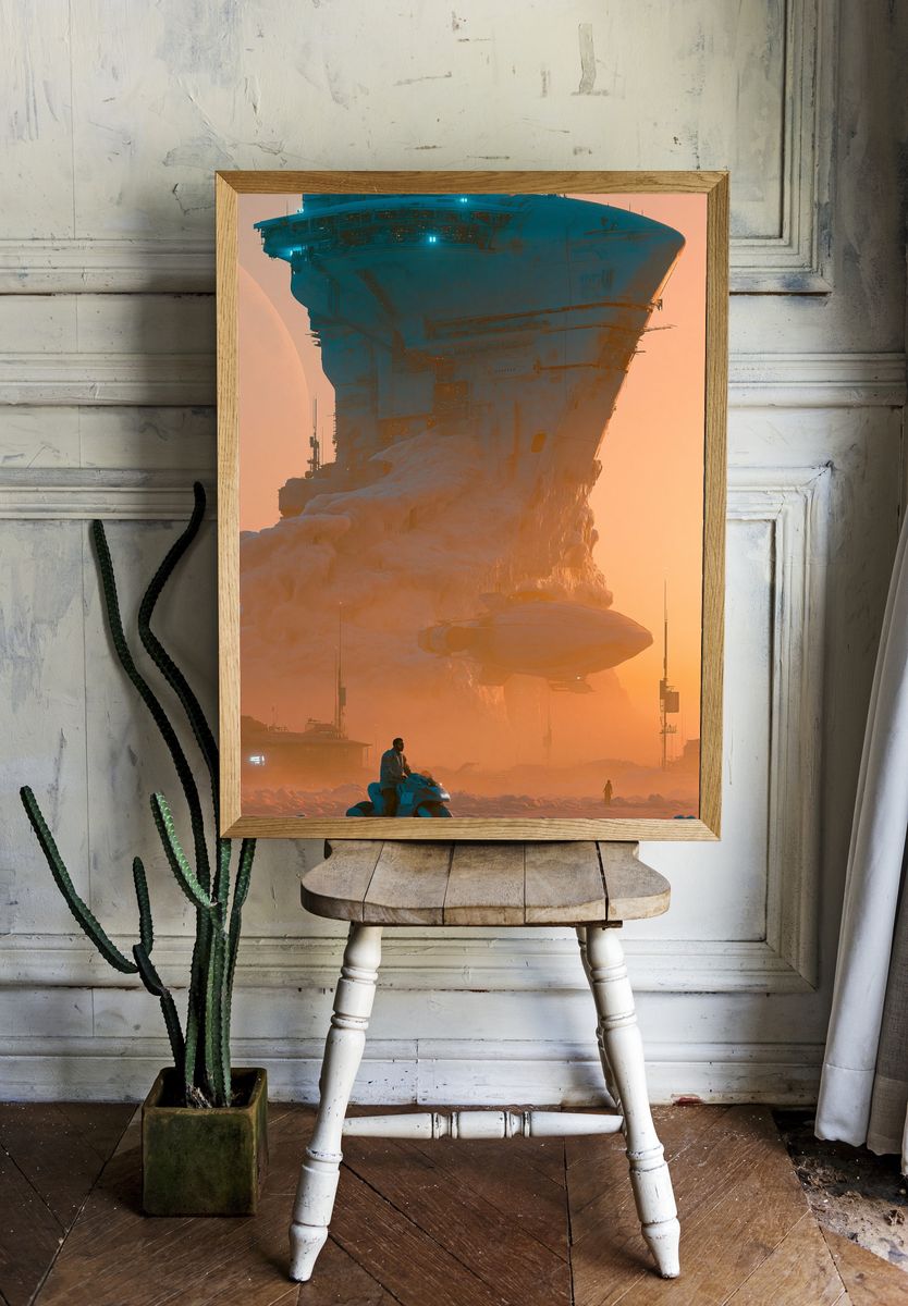 Sci-Fi Spaceport Dawn Poster. room preview