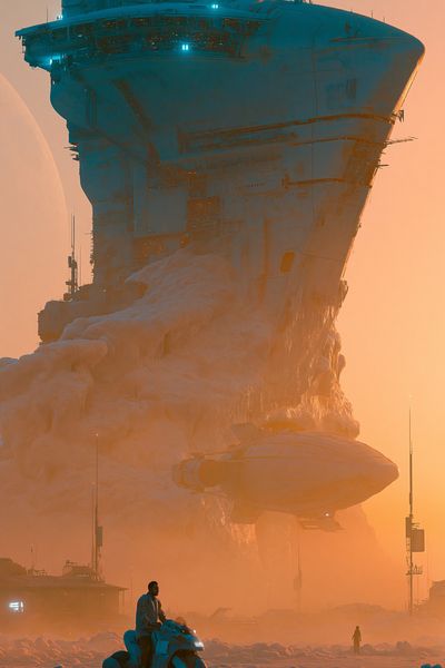 Sci-Fi Spaceport Dawn Poster.
