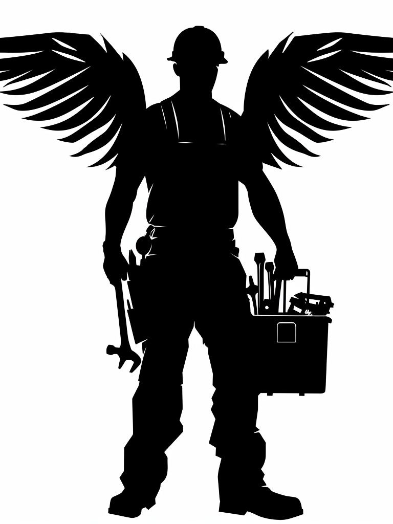 Winged Builder Silhouette Print. poster detail