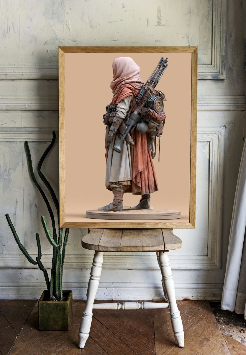 Desert Scavenger Sci-Fi Illustration Print. room preview