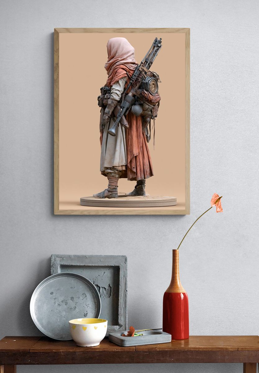 Desert Scavenger Sci-Fi Illustration Print. — room view 3