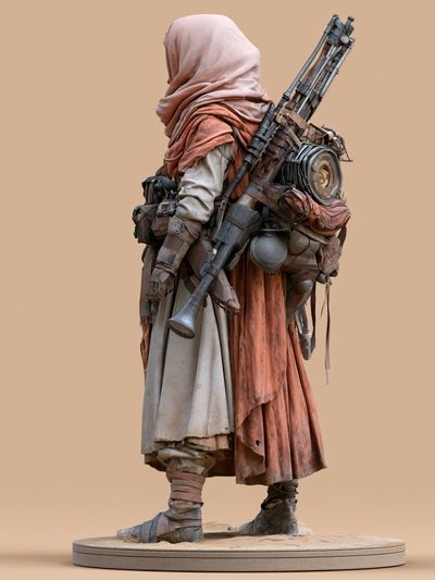 Desert Scavenger Sci-Fi Illustration Print. poster