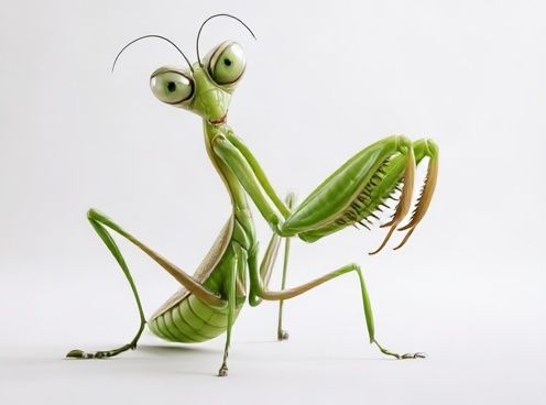 Green Praying Mantis Illustration Poster. poster — illustration art