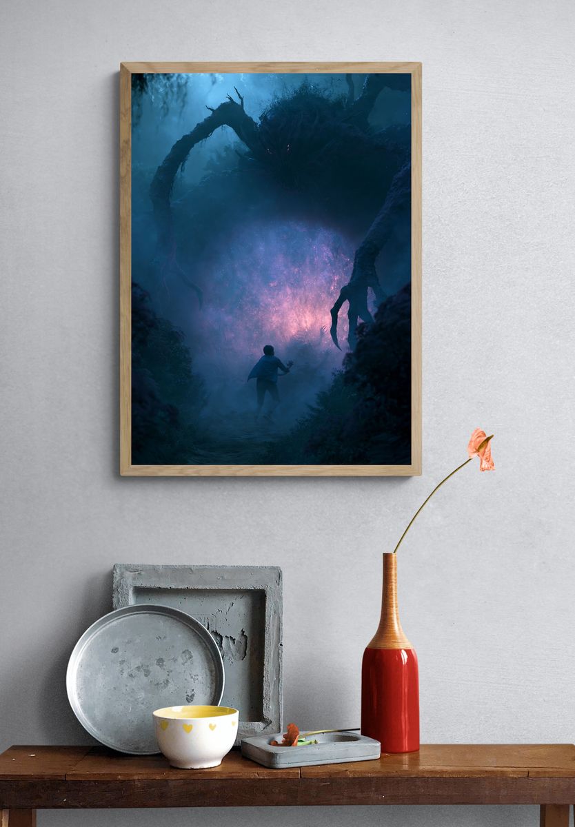 Forest Monster Encounter Illustration Poster. — room view 3