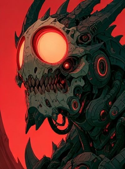 Cyber Skull Dragon Illustration Poster. poster