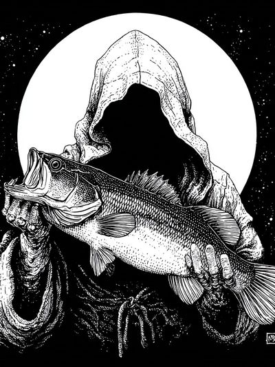 Hooded Fisherman Fish Print.