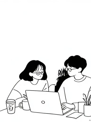 Cozy Laptop Conversation Illustration Poster. poster — illustration art