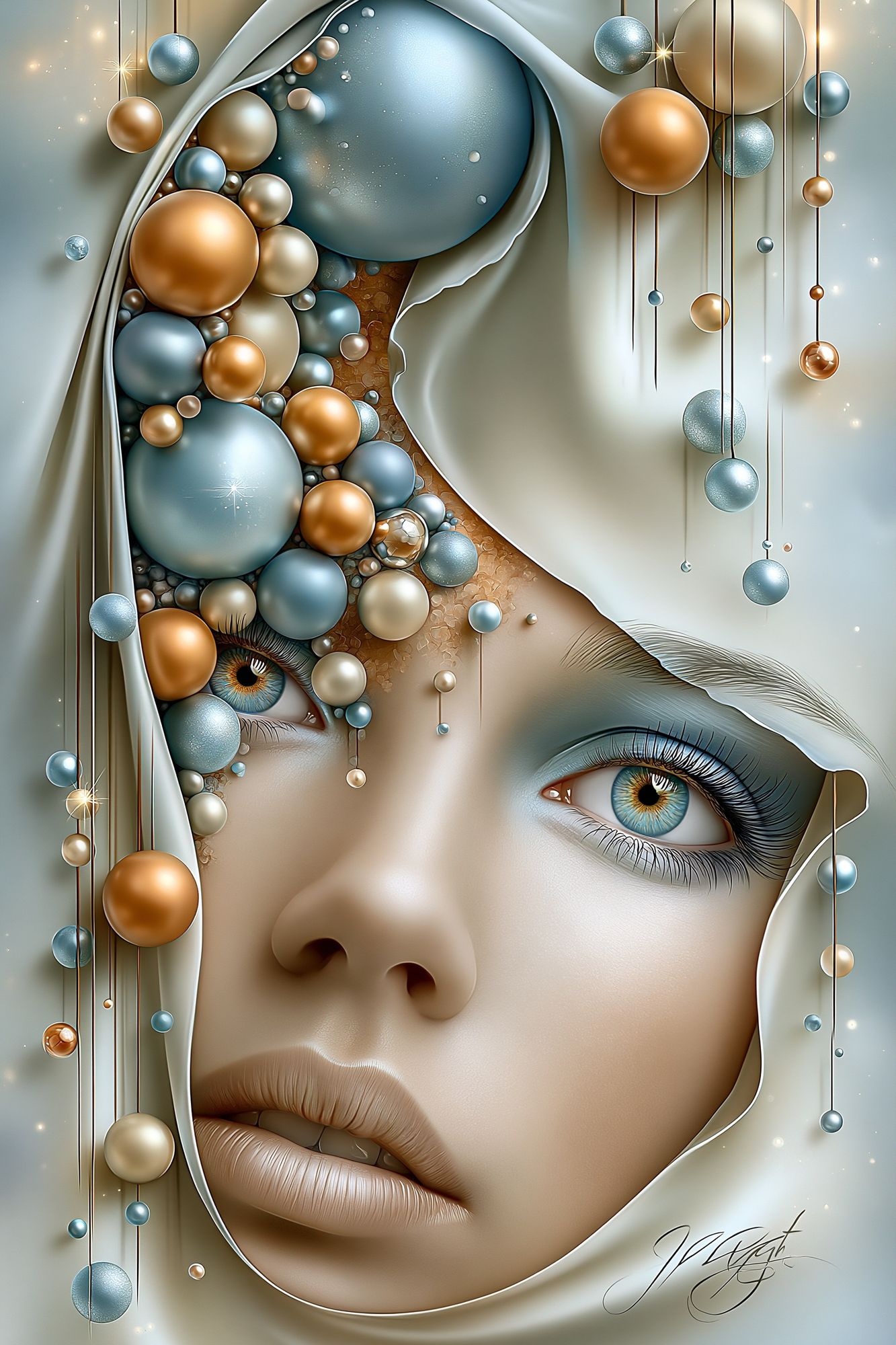 Surreal Woman Portrait Print. poster — illustration art