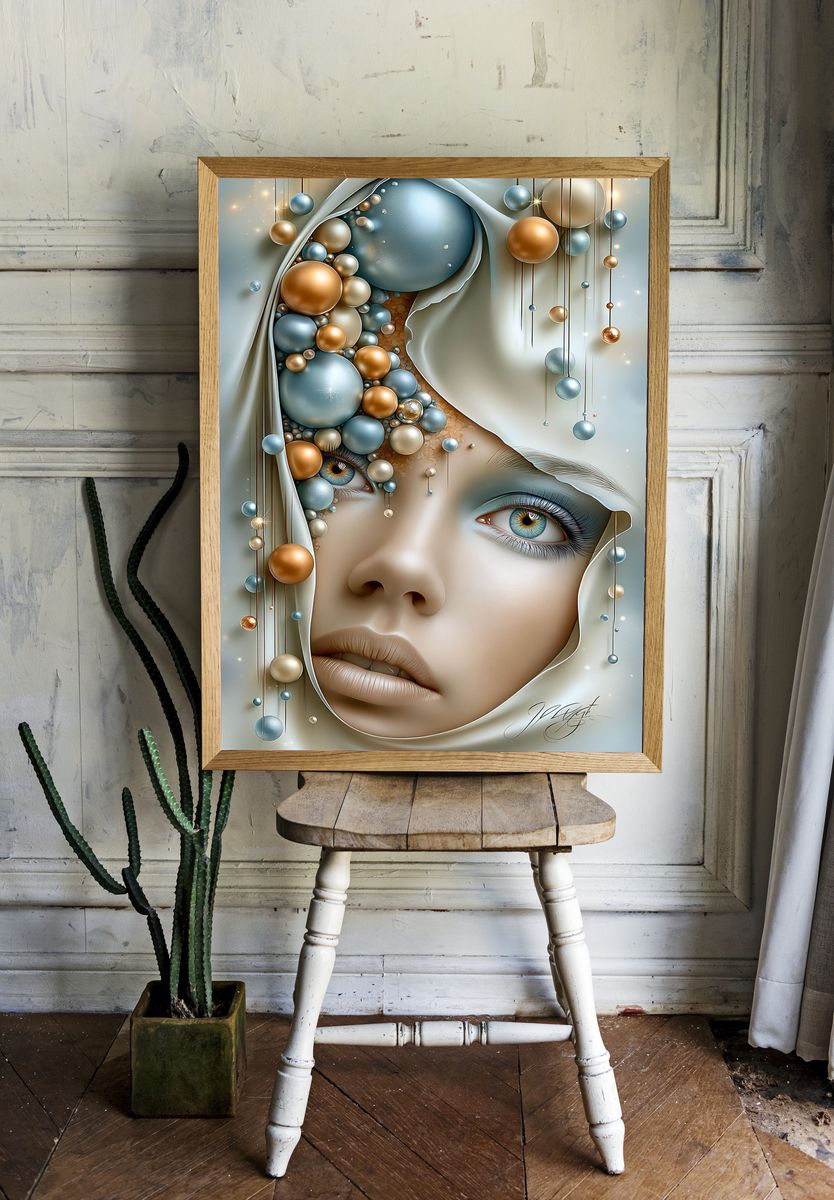 Surreal Woman Portrait Print. room preview