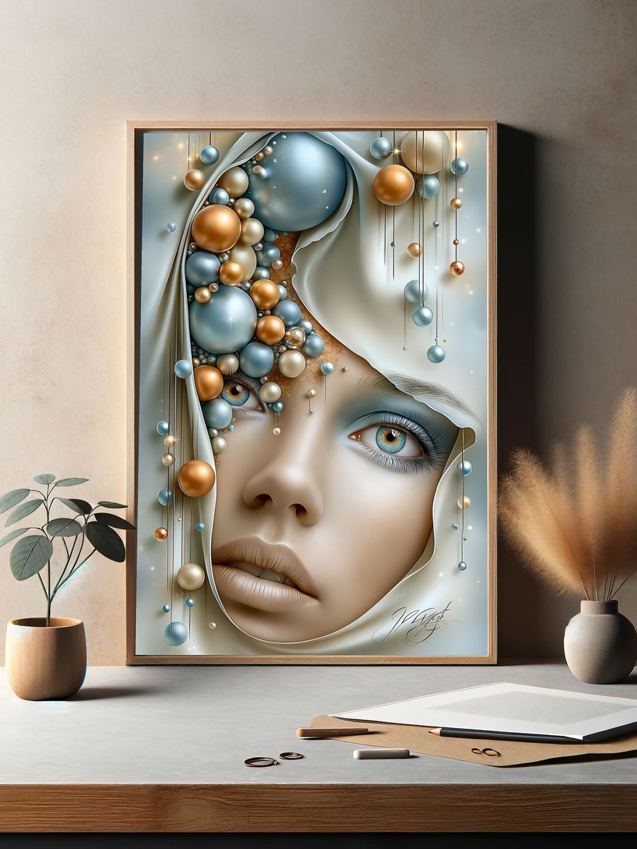 Surreal Woman Portrait Print. — room view 2