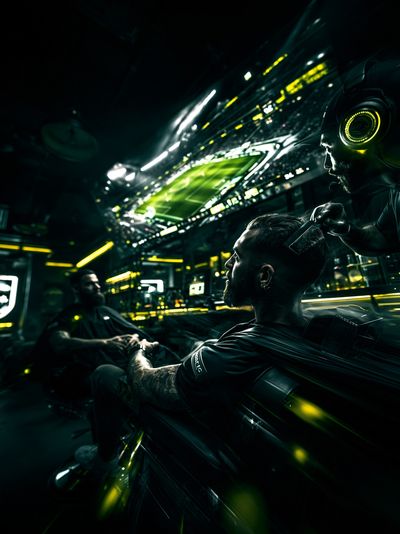 Futuristic Barbershop Gaming Poster. poster print