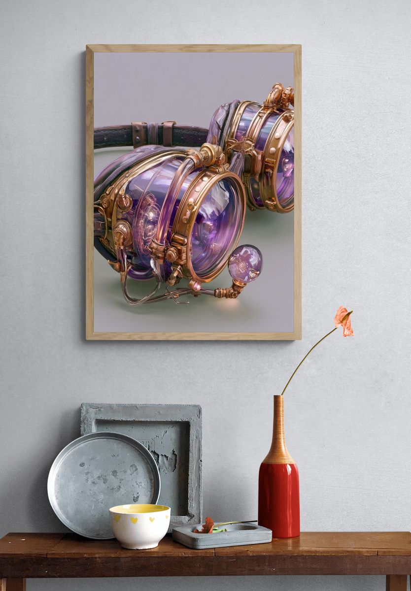 Steampunk Goggles Illustration Poster. — room view 3