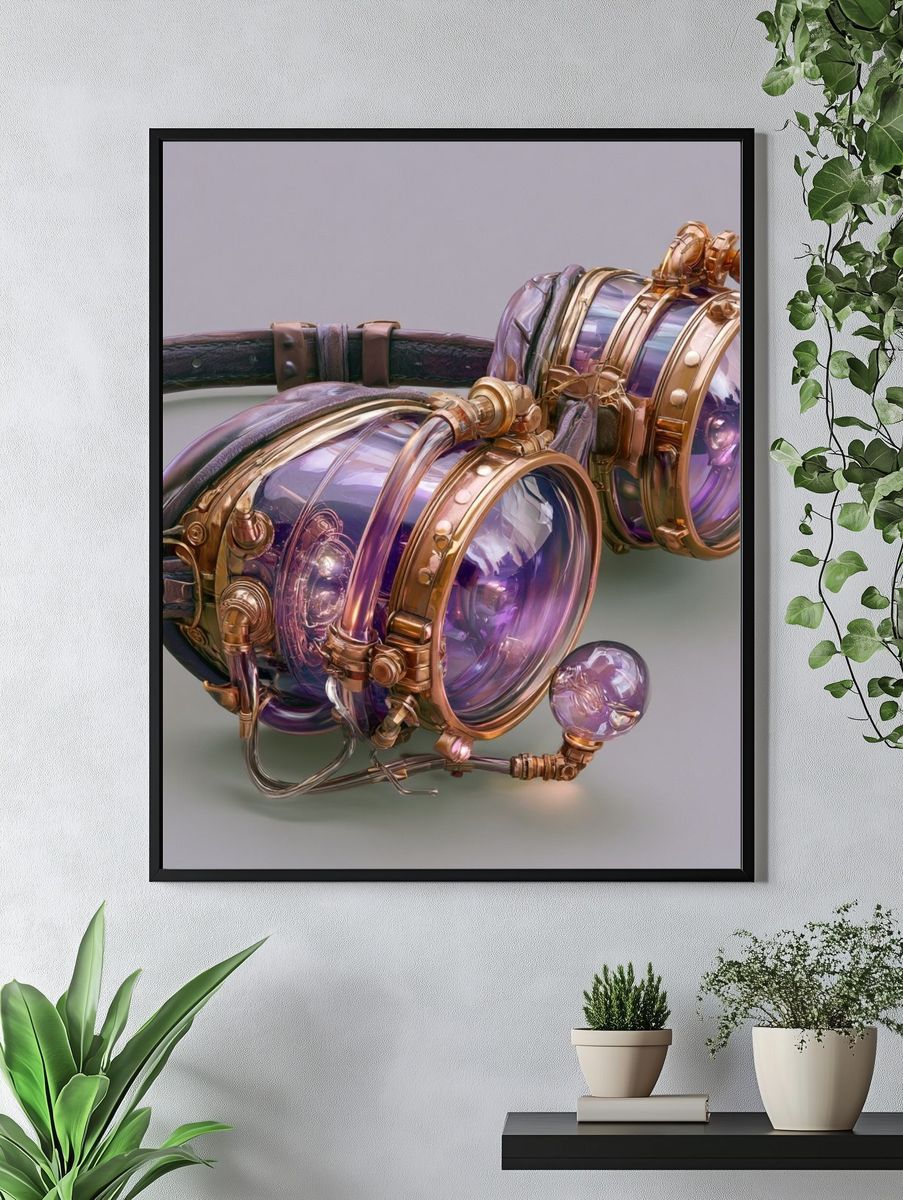 Steampunk Goggles Illustration Poster. — room view 4