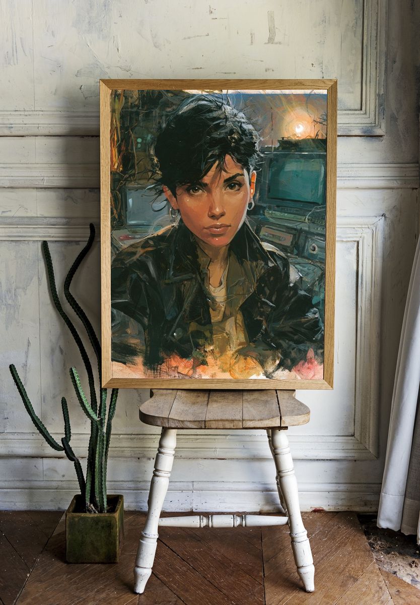 Cyberpunk Portrait Illustration Poster. — room view 1