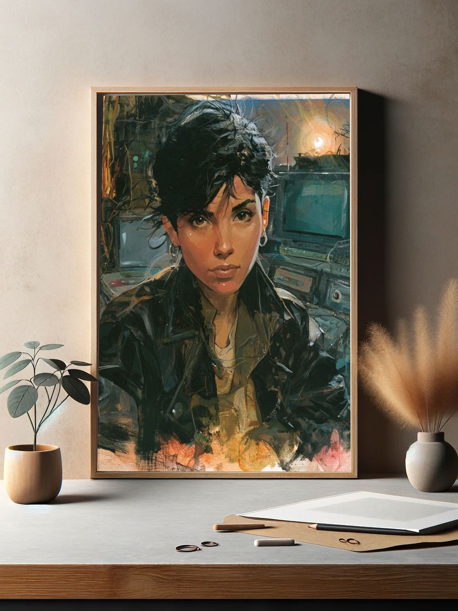 Cyberpunk Portrait Illustration Poster. — room view 2