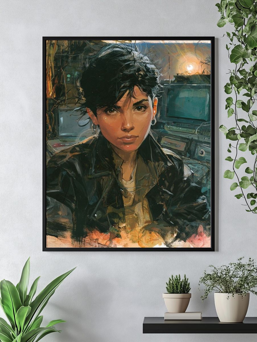 Cyberpunk Portrait Illustration Poster. — room view 4