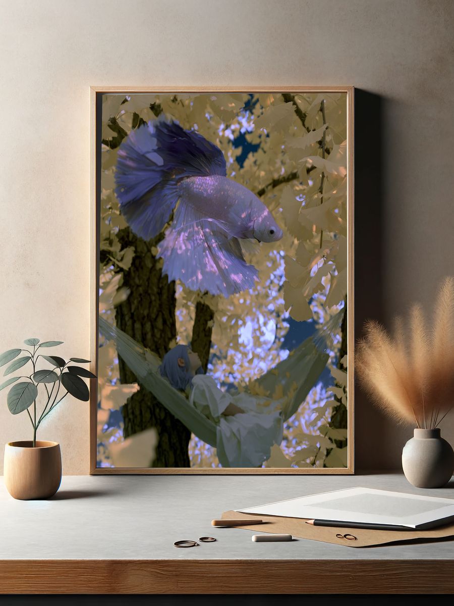 Dreamy Betta Fish Illustration Poster. — room view 2