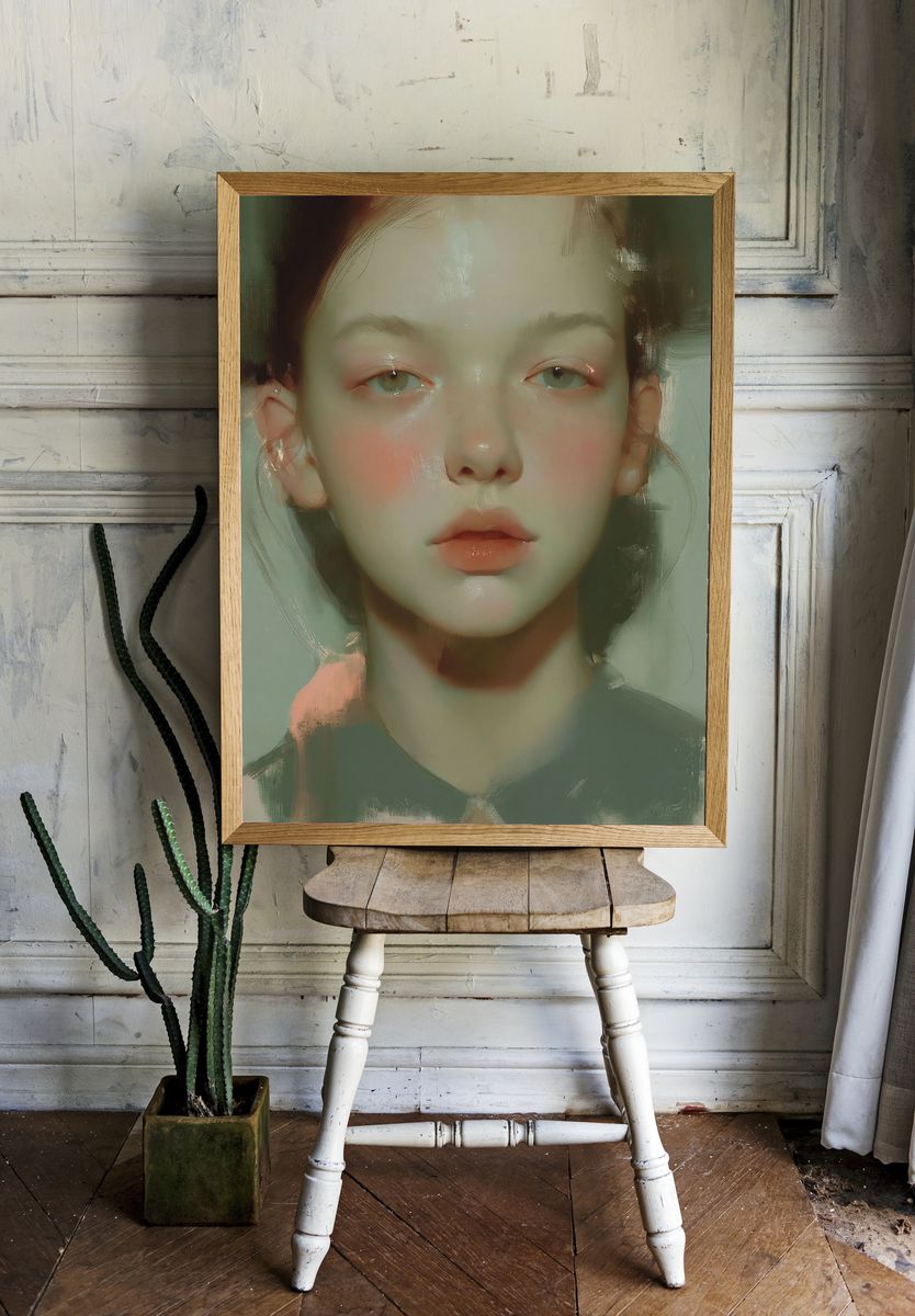 Dreamy Portrait Illustration Poster. room preview