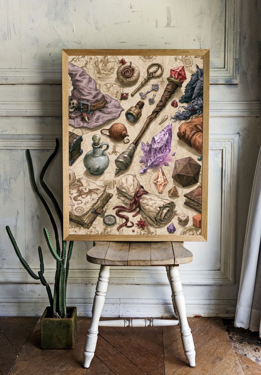 Wizarding Relics Illustration Poster. room preview