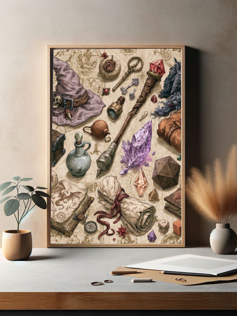 Wizarding Relics Illustration Poster. — room view 2