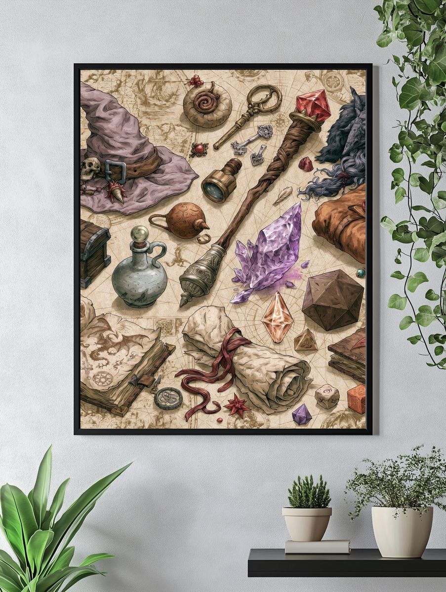 Wizarding Relics Illustration Poster. — room view 4