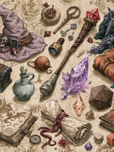 Wizarding Relics Illustration Poster.