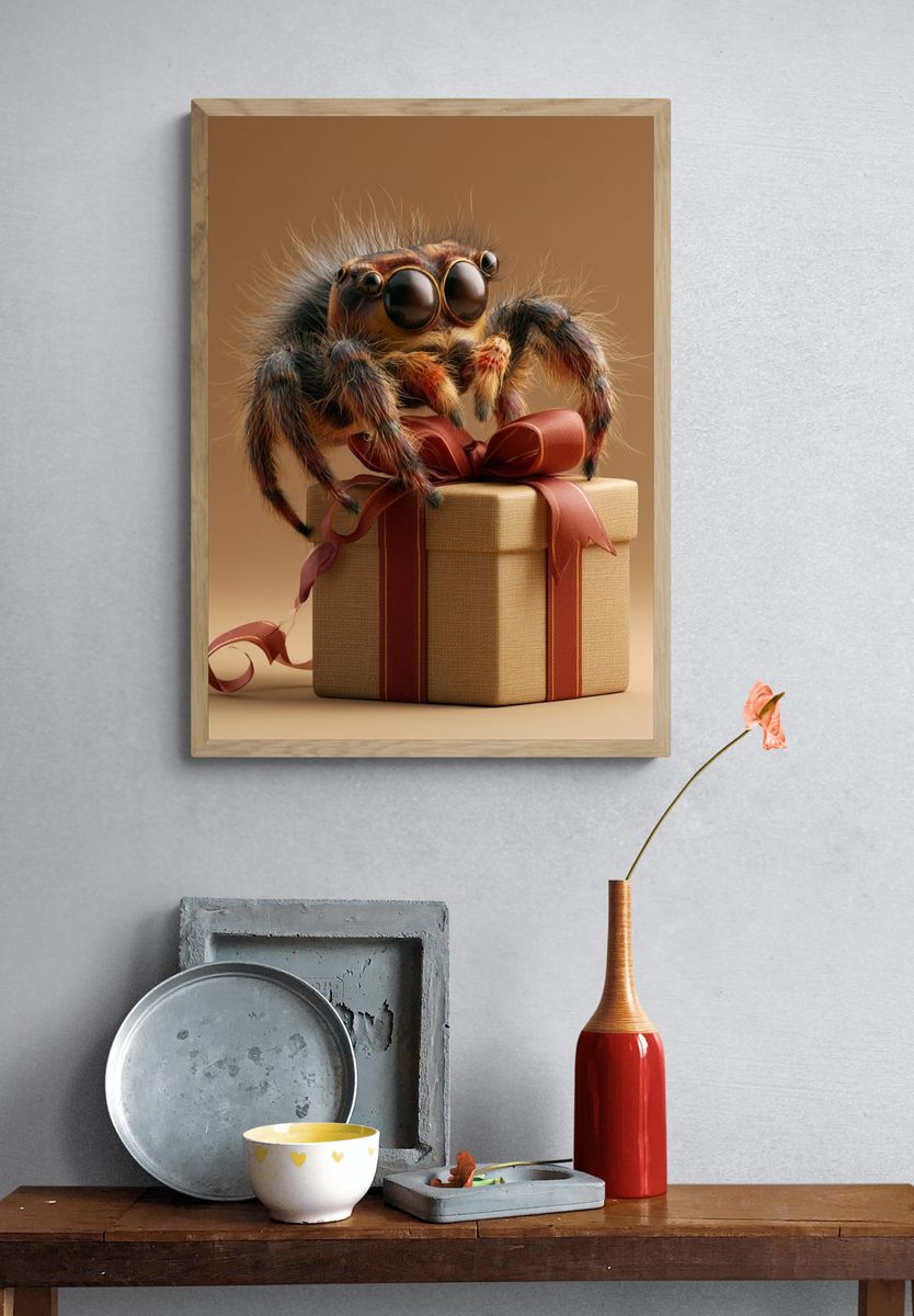 Gift Spider Illustration Poster. — room view 3