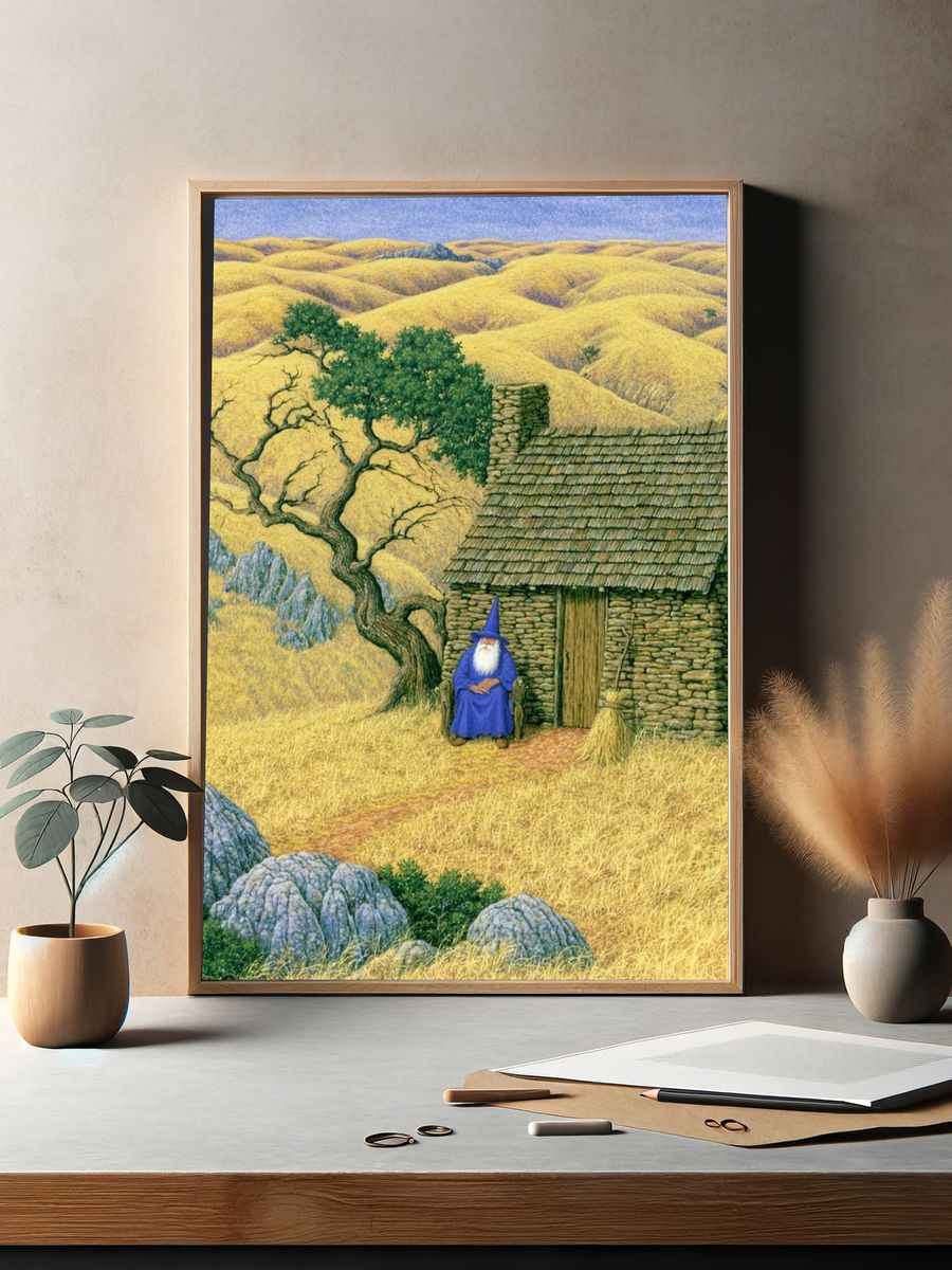 Wizard Cottage Landscape Print. — room view 2