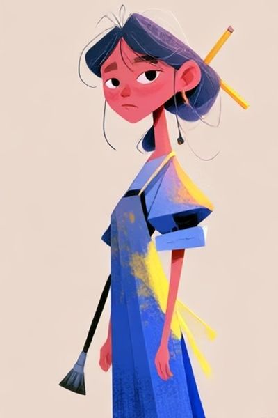 Stylized Girl Portrait Illustration Poster.