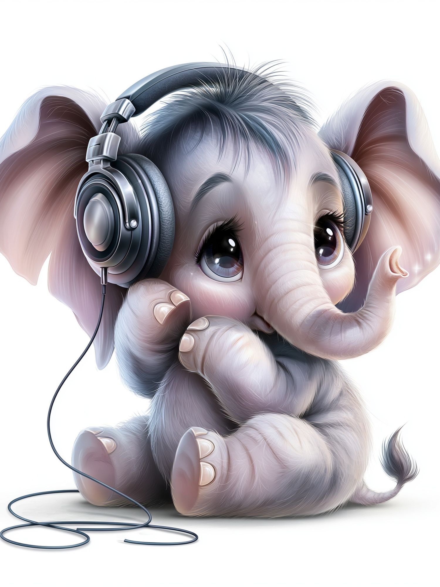 Cute Elephant with Headphones Poster. poster — illustration art