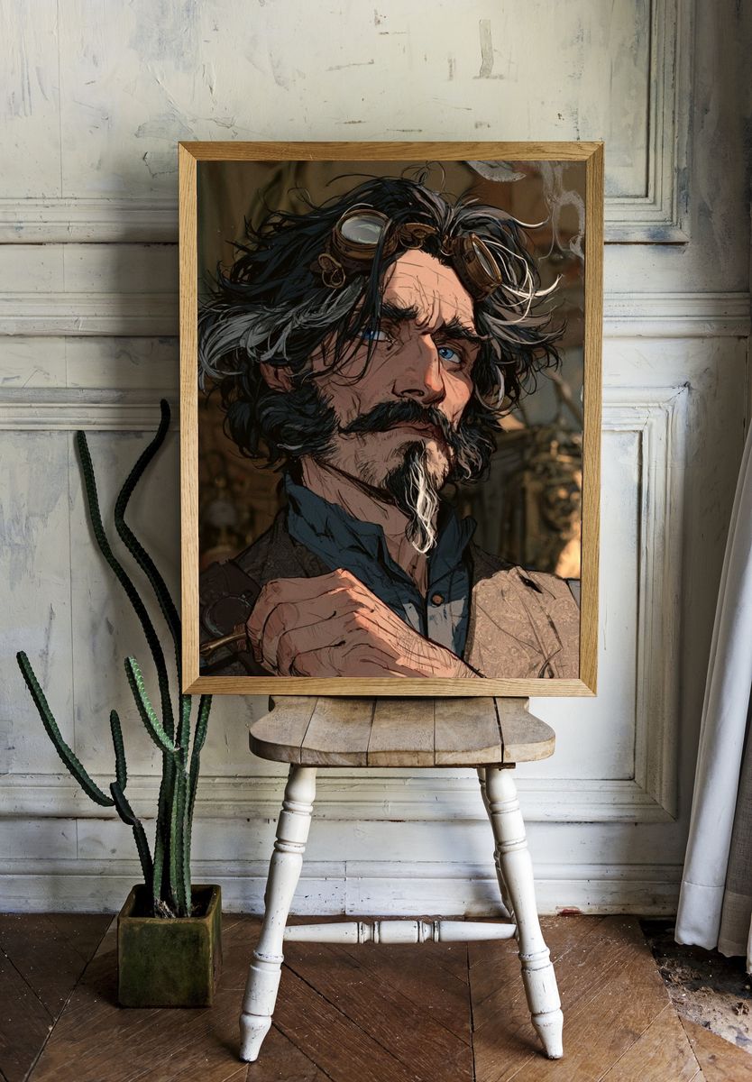 Steampunk Gentleman Portrait Poster. room preview