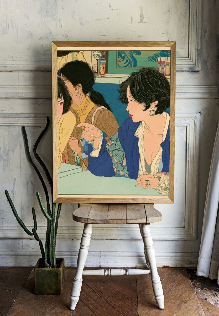 Japanese Women Portrait Illustration Poster. — room view 1