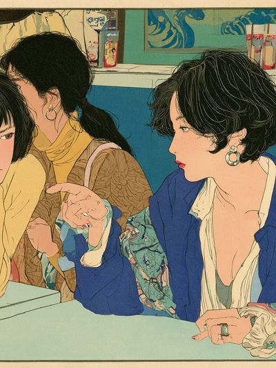 Japanese Women Portrait Illustration Poster.