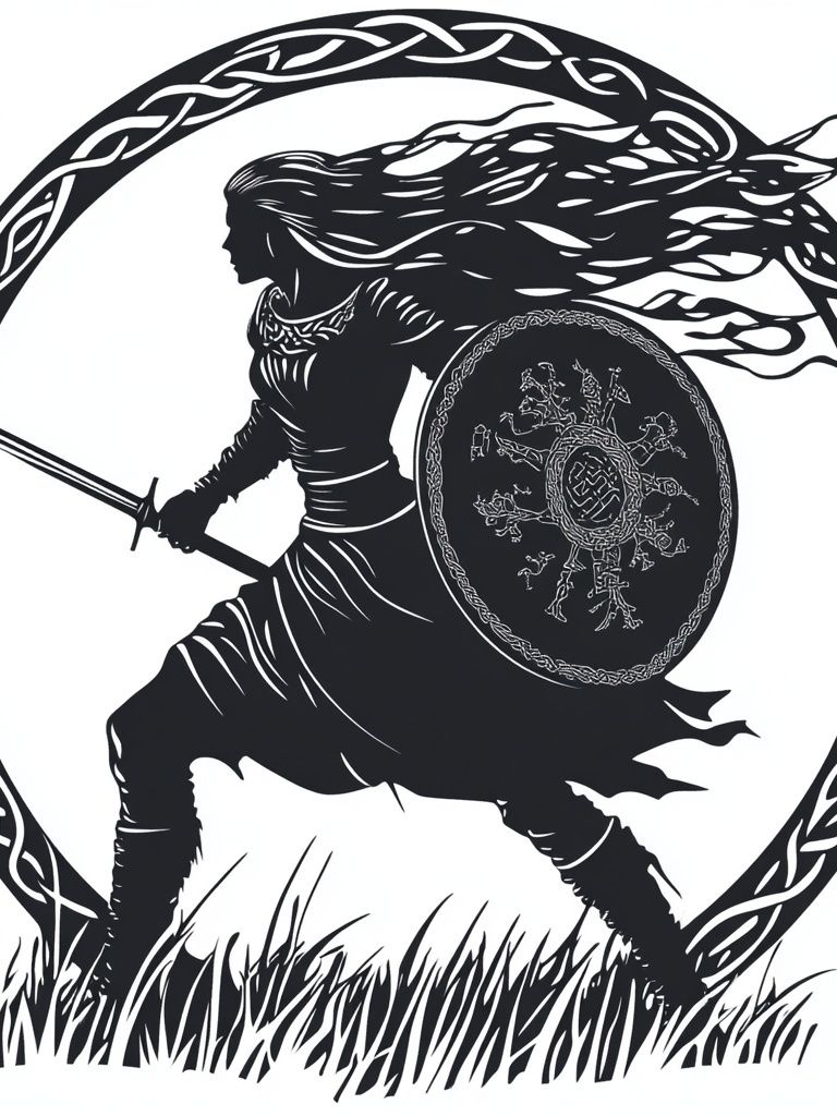 Viking Warrior Silhouette Print. poster detail