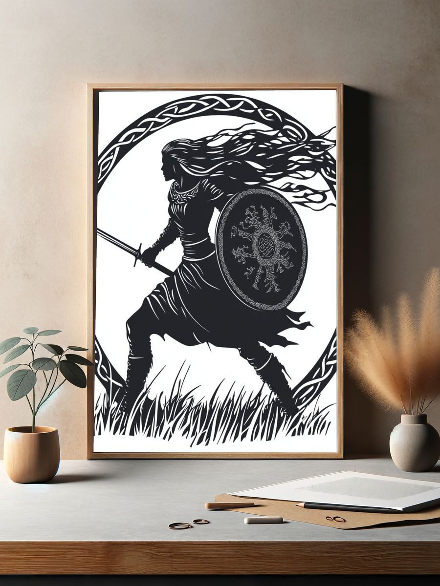 Viking Warrior Silhouette Print. — room view 2