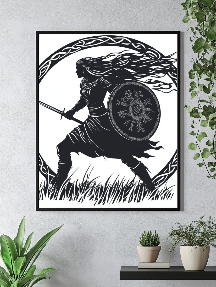 Viking Warrior Silhouette Print. — room view 4