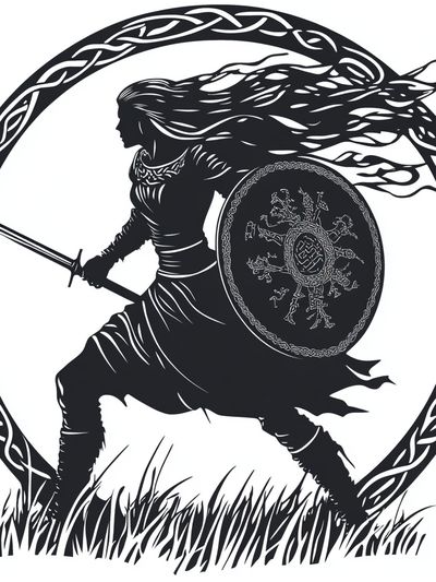 Viking Warrior Silhouette Print.