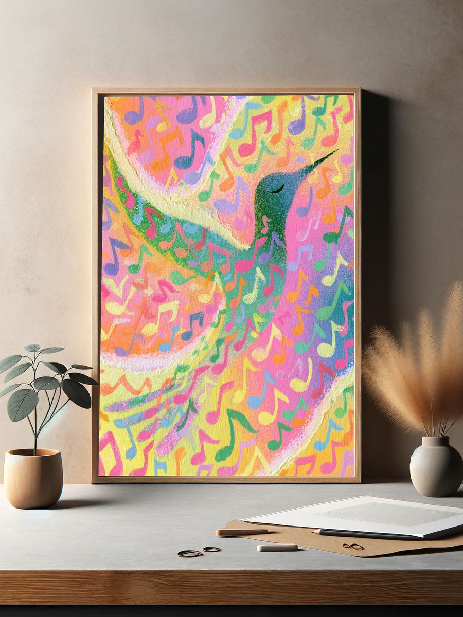 Colorful Music Notes Abstract Poster. — room view 2