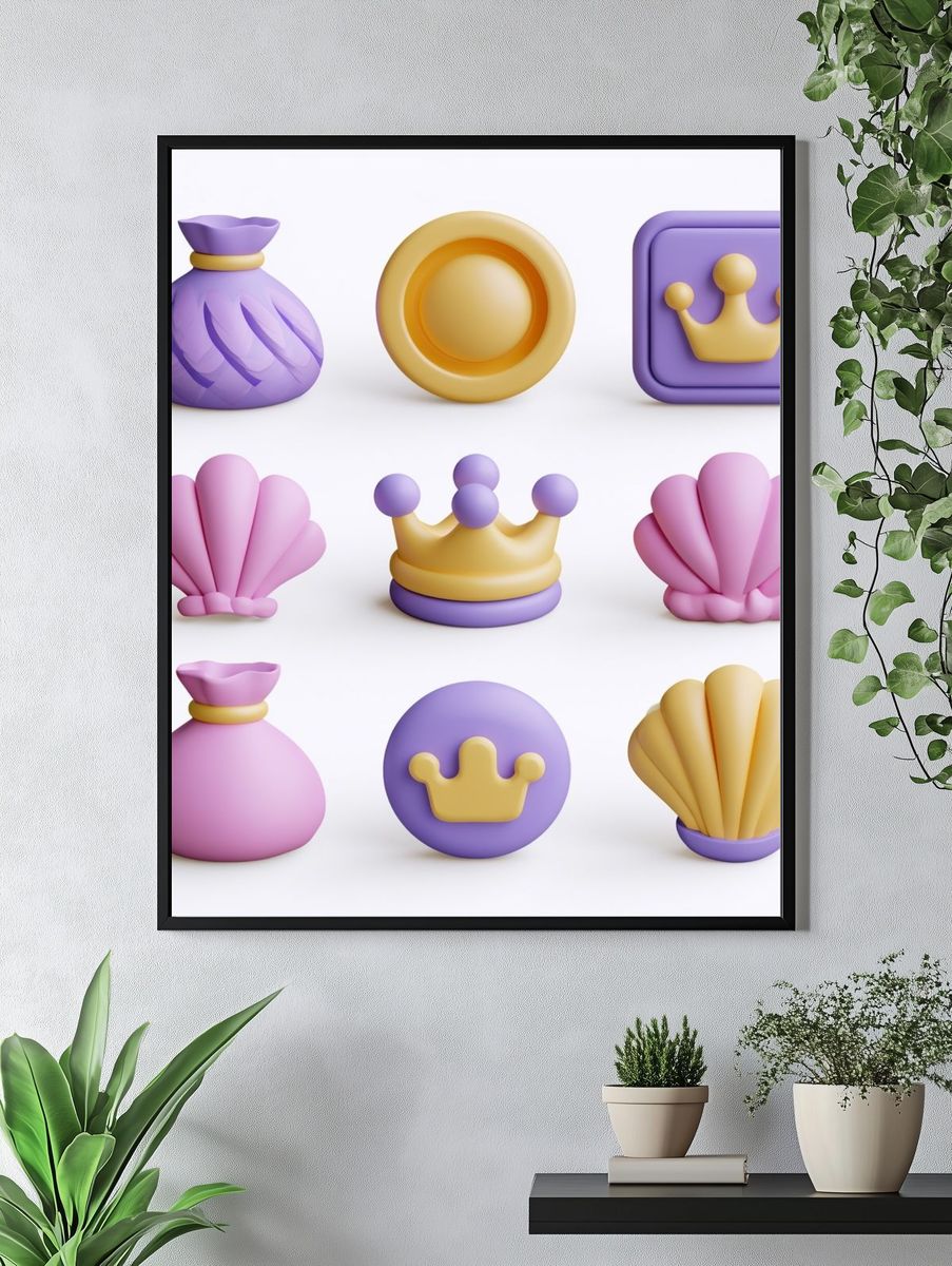 Pastel Crown Shells Illustration Poster. — room view 4