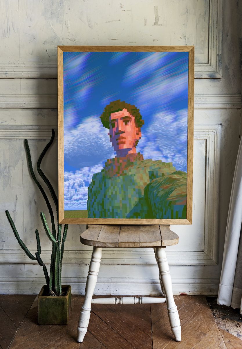 Pixel Self-Portrait Digital Art Poster. — room view 1